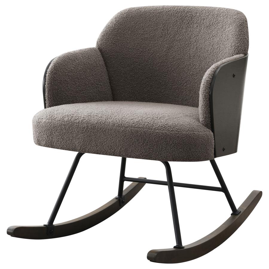 PAIGE BOUCLE UPHOLSTERED MID BACK ROCKING CHAIR TAUPE - Closeout Deal
