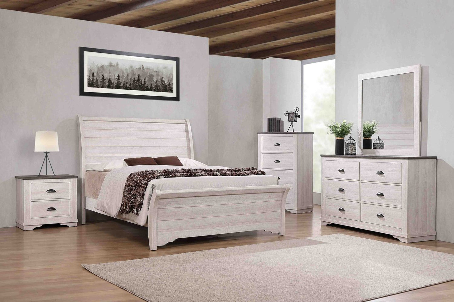 Coralee Chalk Grey Queen Bedroom Collection