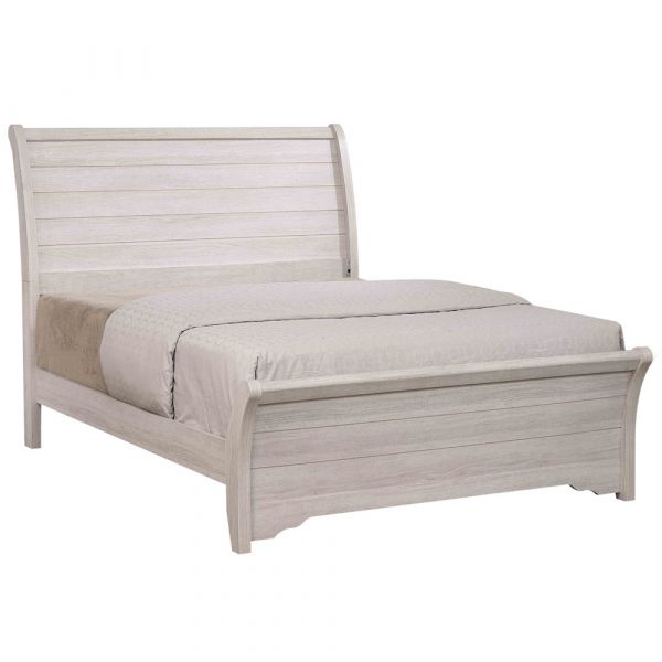 Coralee Chalk Grey Queen Bed Frame