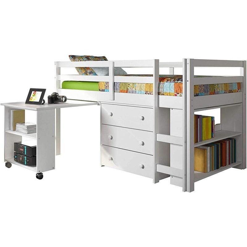 Kid's Sleep & Study White Twin Loft Bed