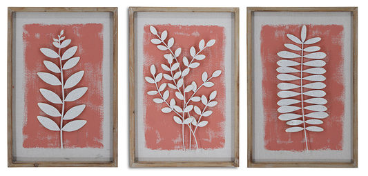 Framed Leaves Wood Wall Art Set – 16"x24"