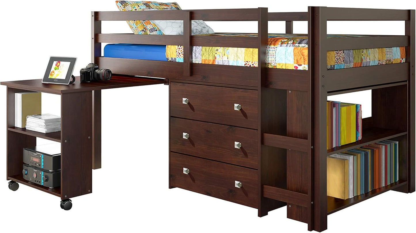 Kid's Sleep & Study Cappuccino Twin Loft Bed