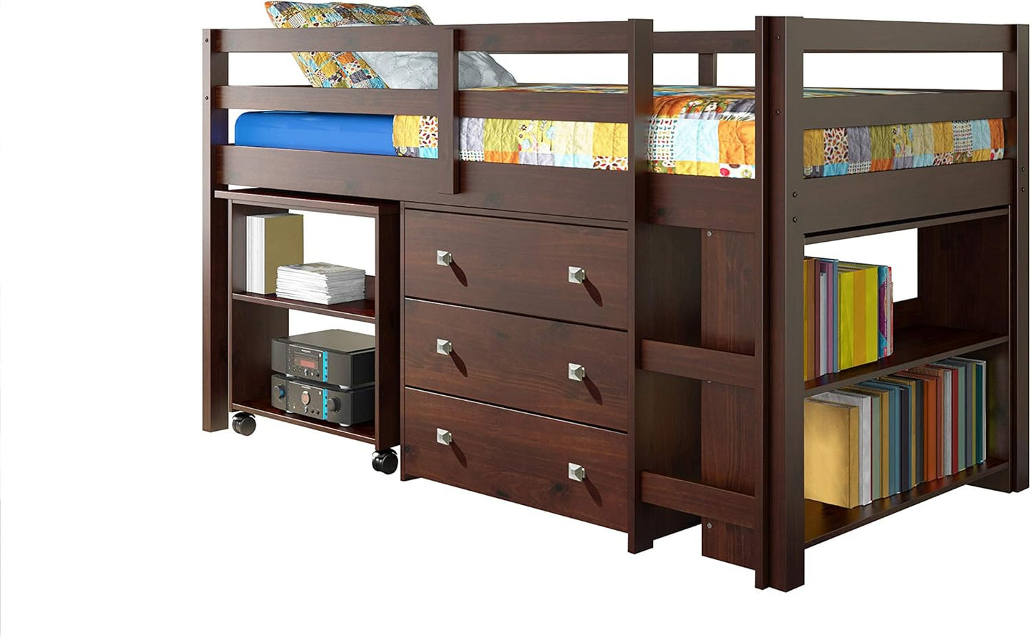 Kid's Sleep & Study Cappuccino Twin Loft Bed