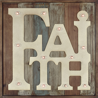 Faith Lighted Wood Wall Art – 26"x23"