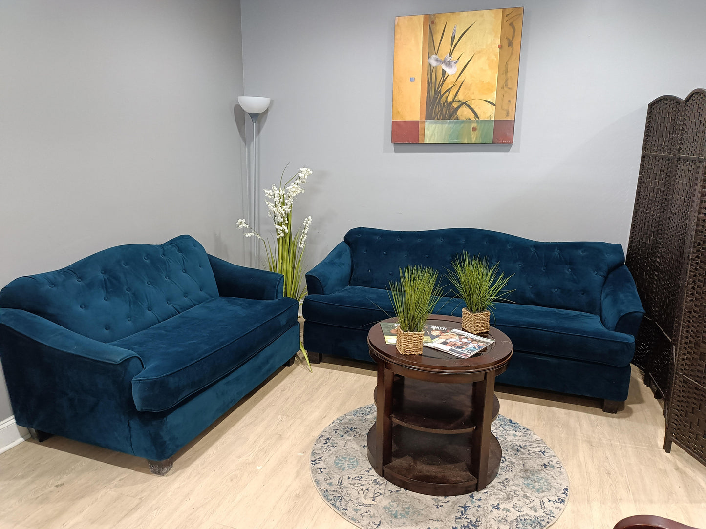 Blue Tufted Sofa & Loveseat Set