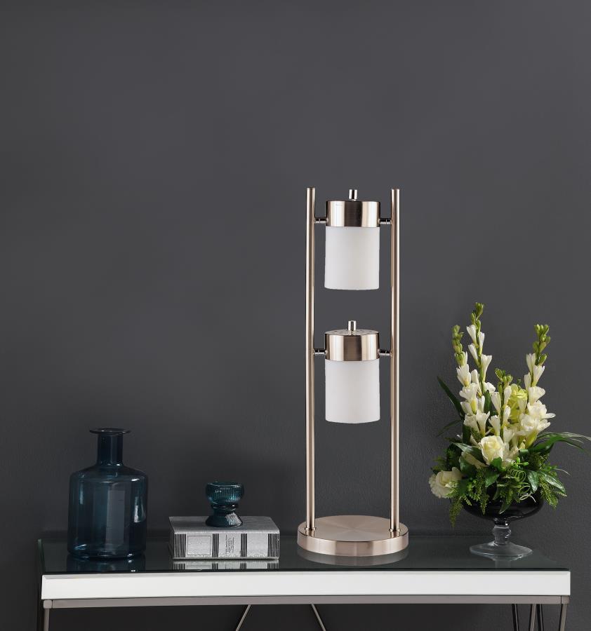 MUNSON 25-INCH 2 SWIVEL LIGHTS BEDSIDE TABLE LAMP SILVER - Closeout Deal