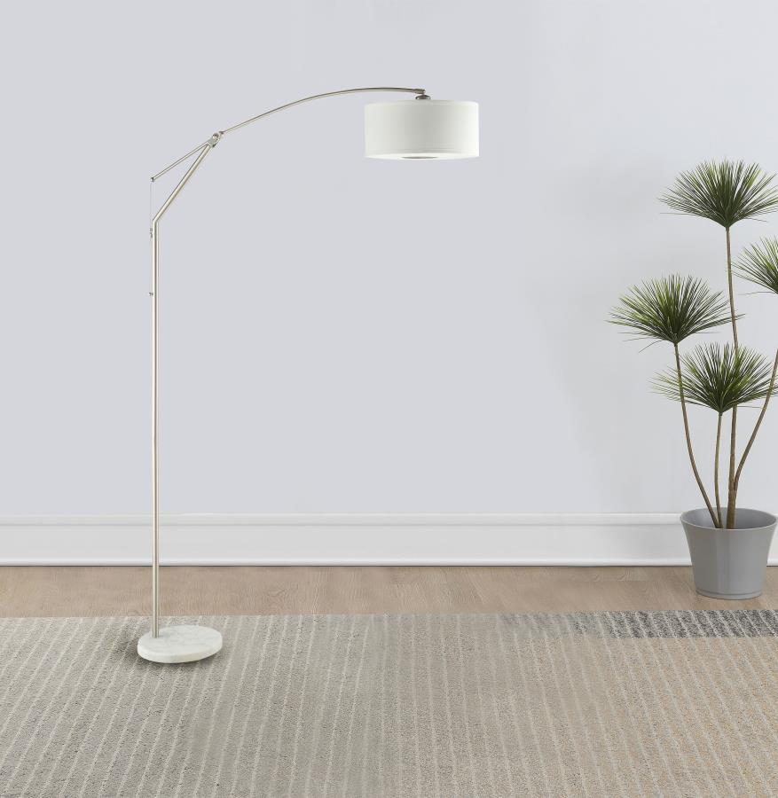 MONIZ 81-INCH DRUM SHADE ARC ADJUSTABLE FLOOR LAMP CHROME - Closeout Deal