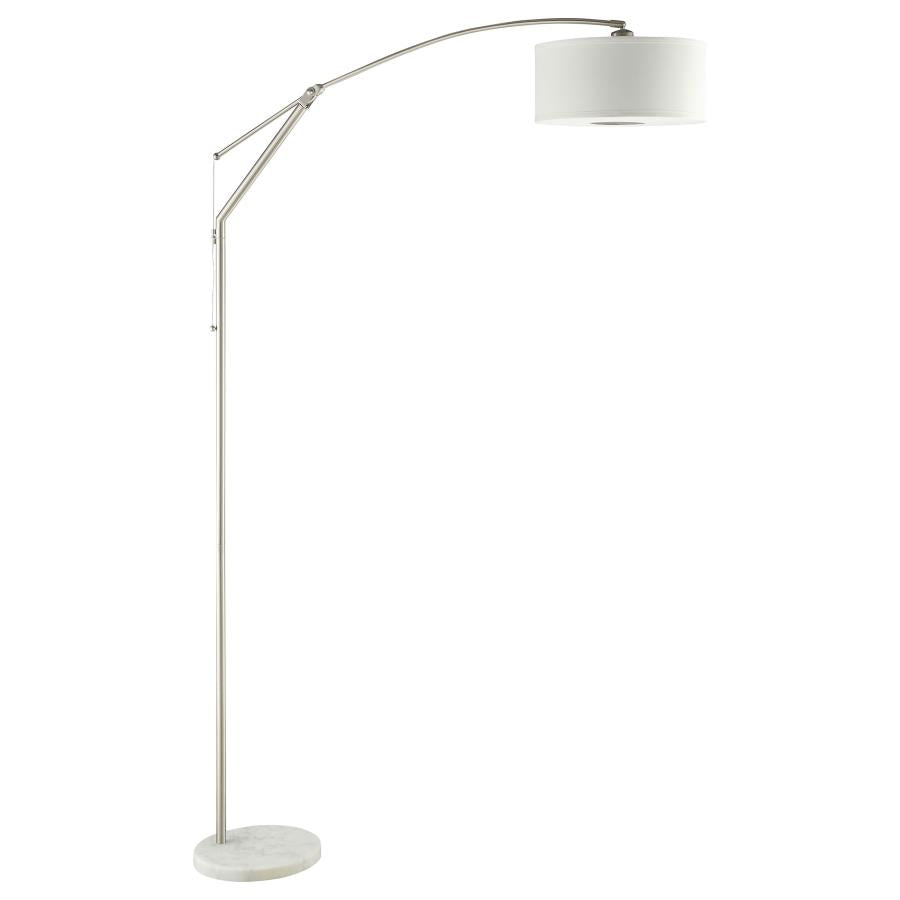 MONIZ 81-INCH DRUM SHADE ARC ADJUSTABLE FLOOR LAMP CHROME - Closeout Deal