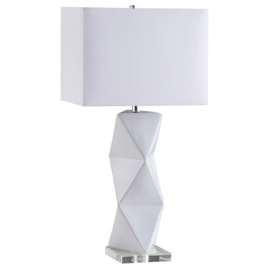 CAMIE 32-INCH RECTANGULAR SHADE GEOMETRIC TABLE LAMP WHITE - Closeout Deal