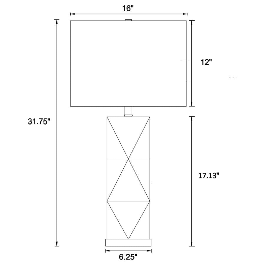 CAMIE 32-INCH RECTANGULAR SHADE GEOMETRIC TABLE LAMP WHITE - Closeout Deal