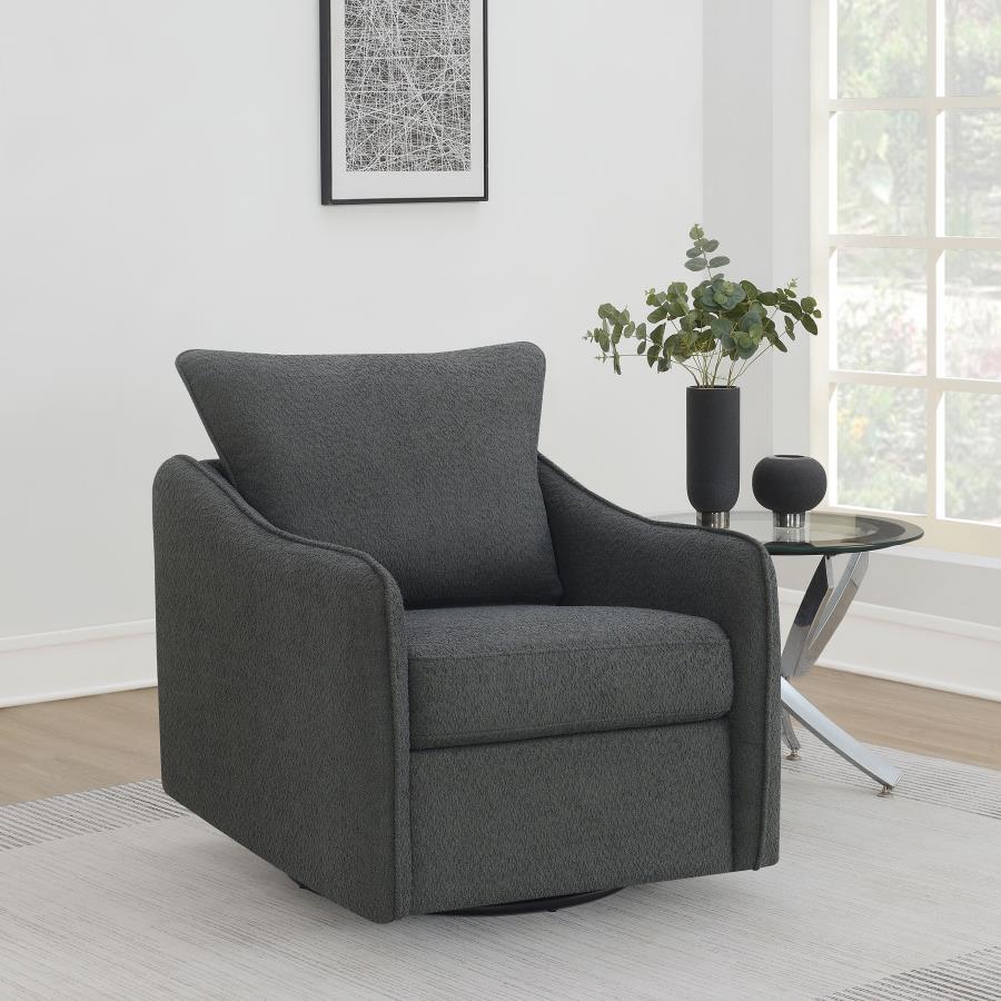 MADIA UPHOLSTERED SLOPED ARM SWIVEL GLIDER CHAIR CHARCOAL - Closeout Deal