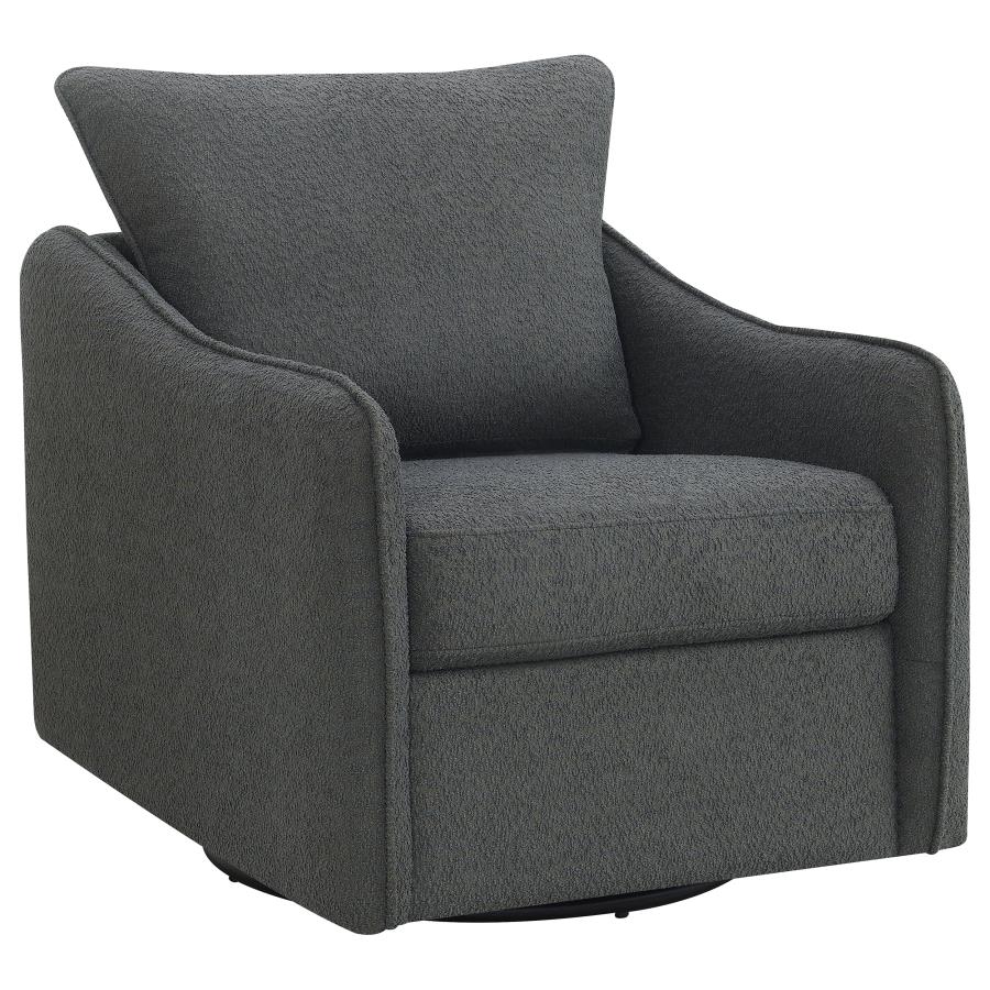 MADIA UPHOLSTERED SLOPED ARM SWIVEL GLIDER CHAIR CHARCOAL - Closeout Deal