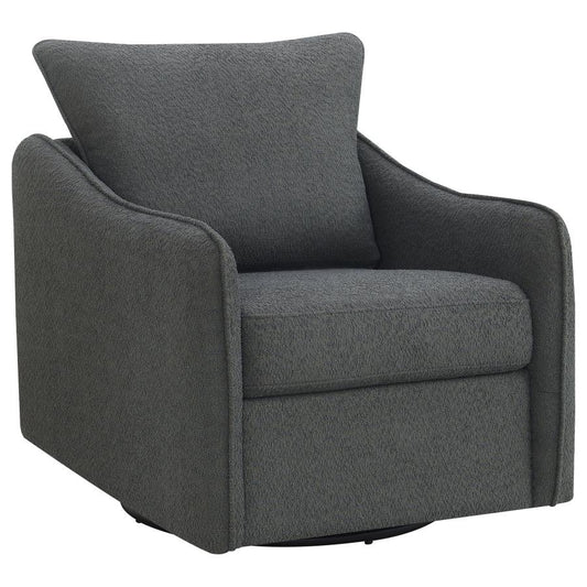 MADIA UPHOLSTERED SLOPED ARM SWIVEL GLIDER CHAIR CHARCOAL - Closeout Deal