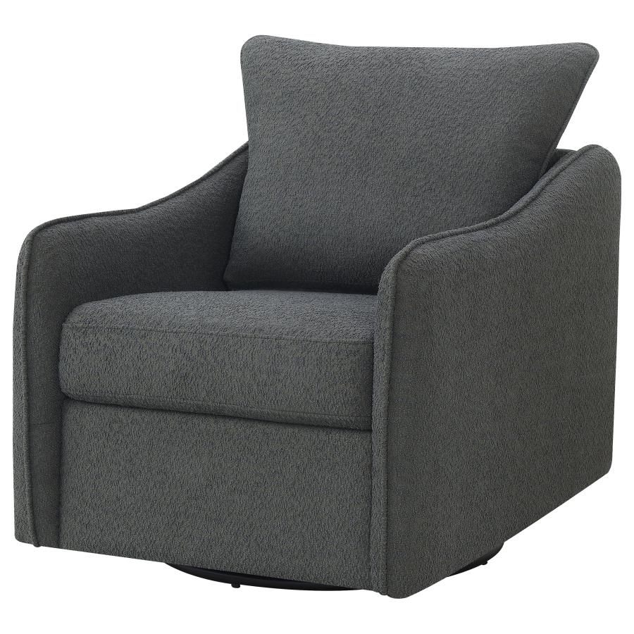 MADIA UPHOLSTERED SLOPED ARM SWIVEL GLIDER CHAIR CHARCOAL - Closeout Deal