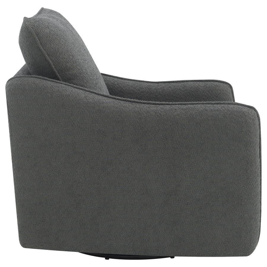 MADIA UPHOLSTERED SLOPED ARM SWIVEL GLIDER CHAIR CHARCOAL - Closeout Deal