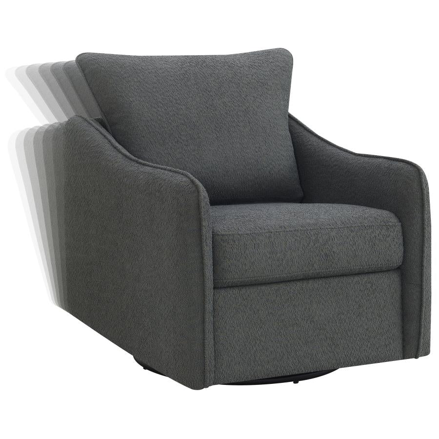 MADIA UPHOLSTERED SLOPED ARM SWIVEL GLIDER CHAIR CHARCOAL - Closeout Deal