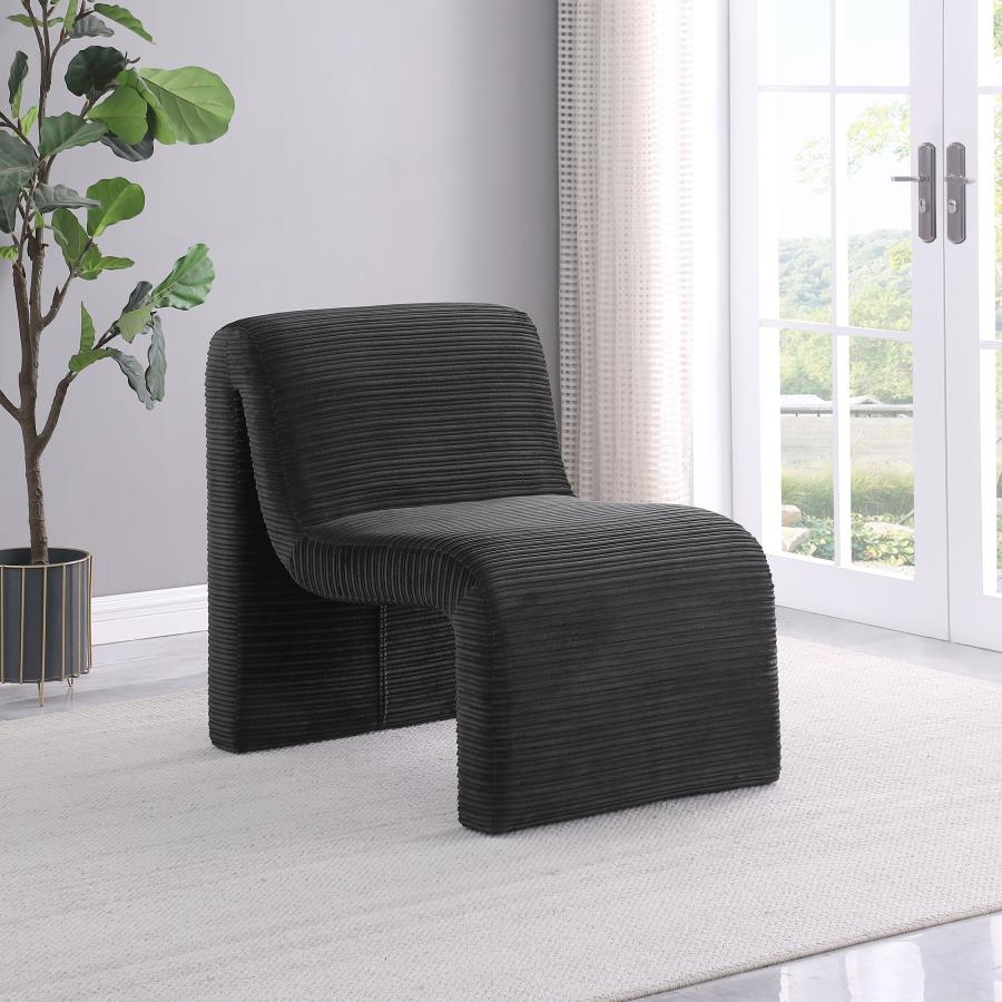 DRAYTON UPHOLSTERED CURVED ARMLESS ACCENT CHAIR BLACK - Closeout Deal