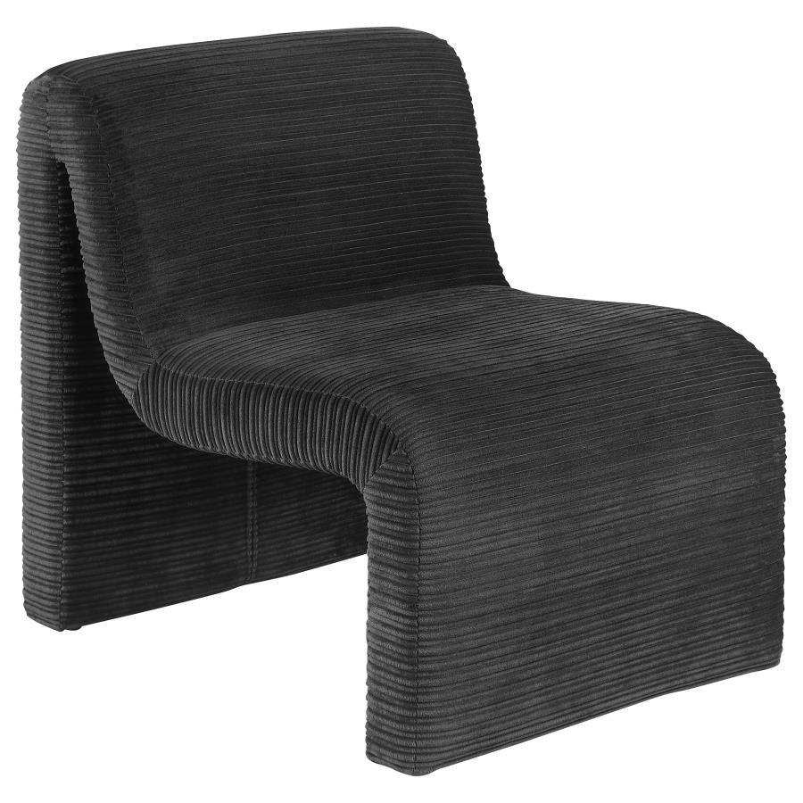 DRAYTON UPHOLSTERED CURVED ARMLESS ACCENT CHAIR BLACK - Closeout Deal