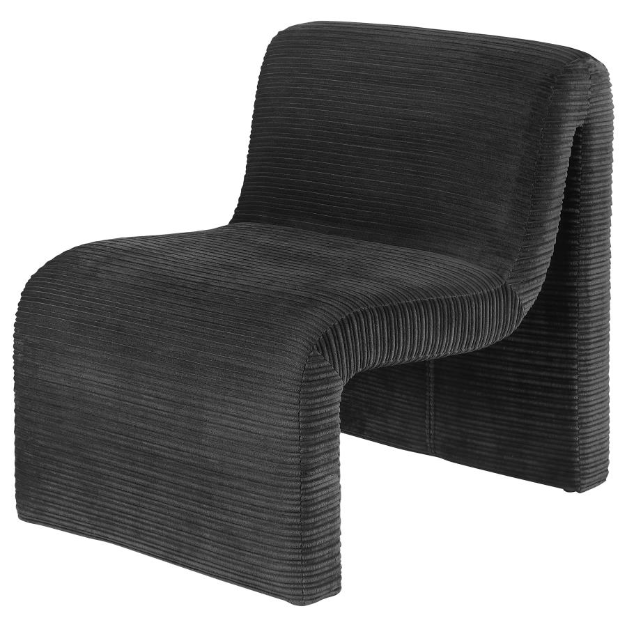 DRAYTON UPHOLSTERED CURVED ARMLESS ACCENT CHAIR BLACK - Closeout Deal