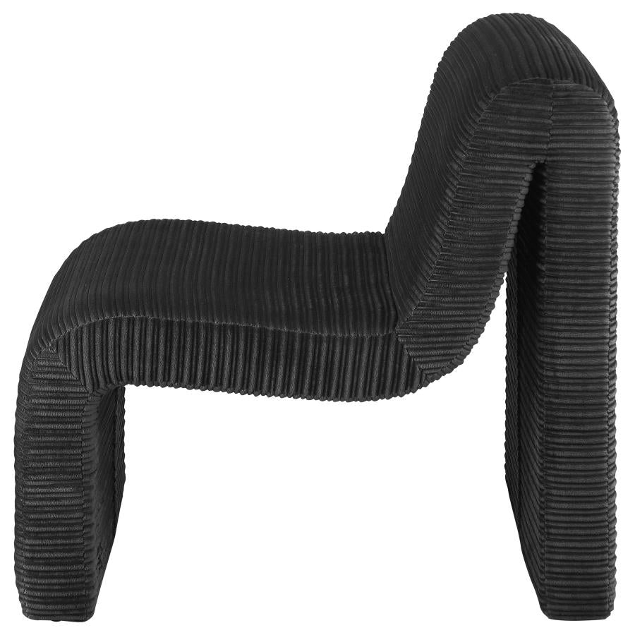 DRAYTON UPHOLSTERED CURVED ARMLESS ACCENT CHAIR BLACK - Closeout Deal