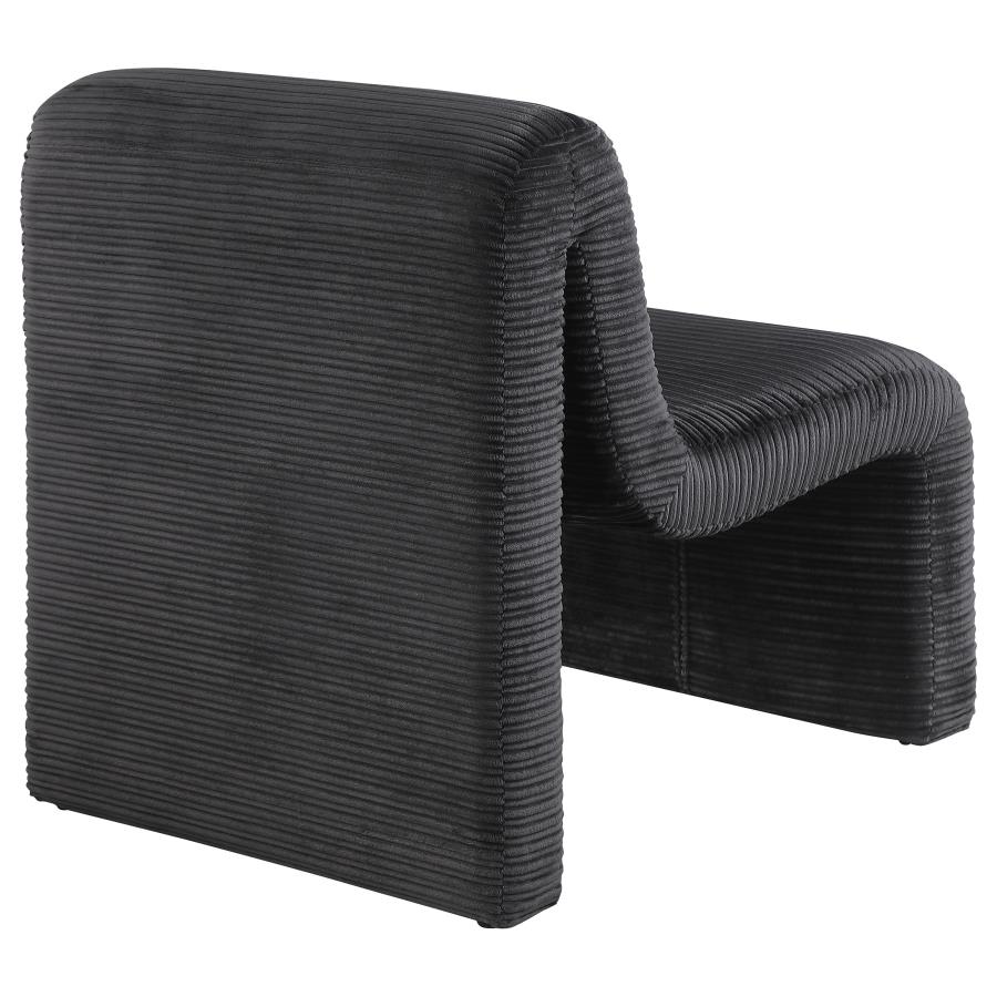 DRAYTON UPHOLSTERED CURVED ARMLESS ACCENT CHAIR BLACK - Closeout Deal