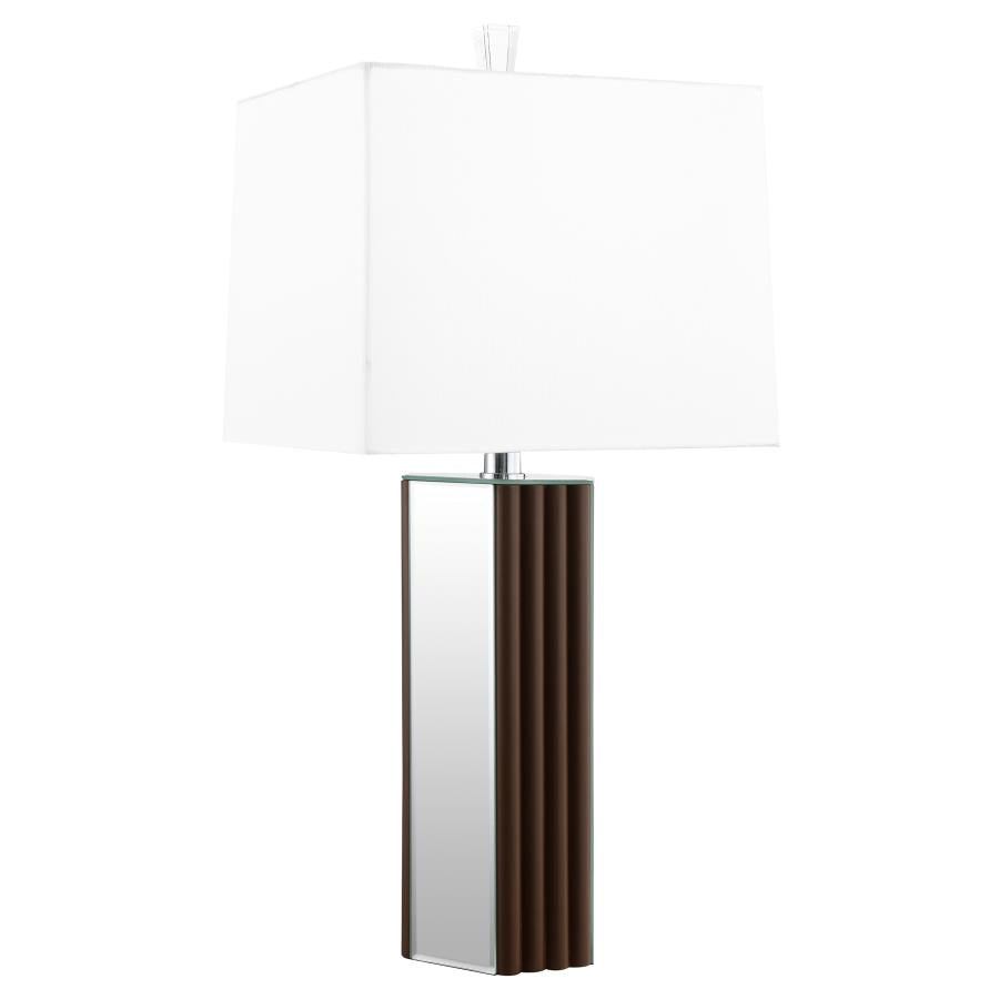 ELENA 30-INCH SQUARE TAPERED MIRRORED TABLE LAMP BROWN - Closeout Deal