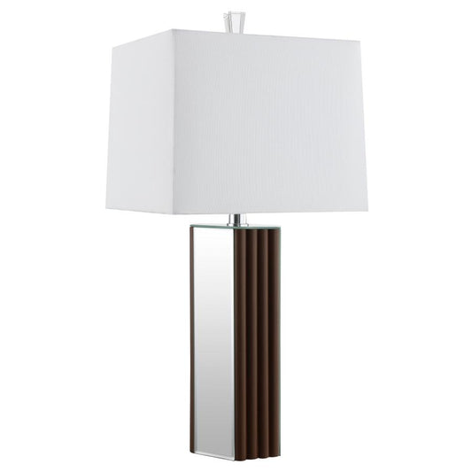 ELENA 30-INCH SQUARE TAPERED MIRRORED TABLE LAMP BROWN - Closeout Deal