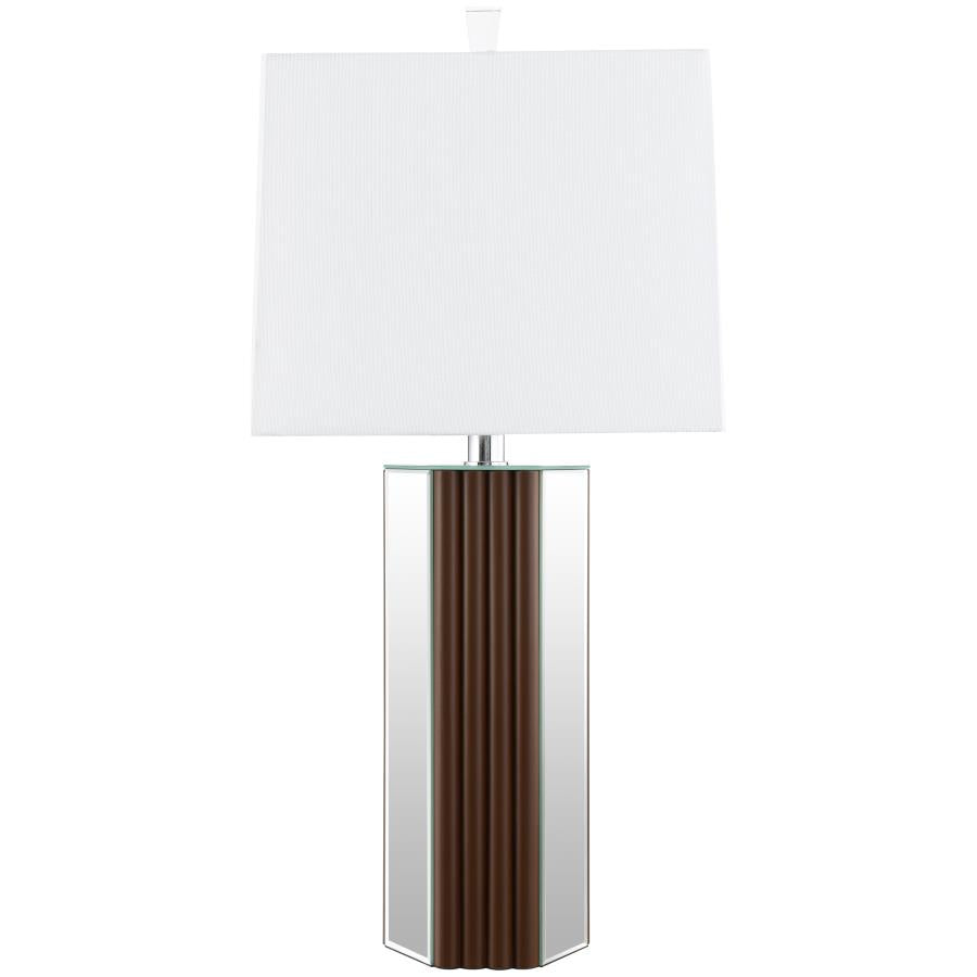 ELENA 30-INCH SQUARE TAPERED MIRRORED TABLE LAMP BROWN - Closeout Deal
