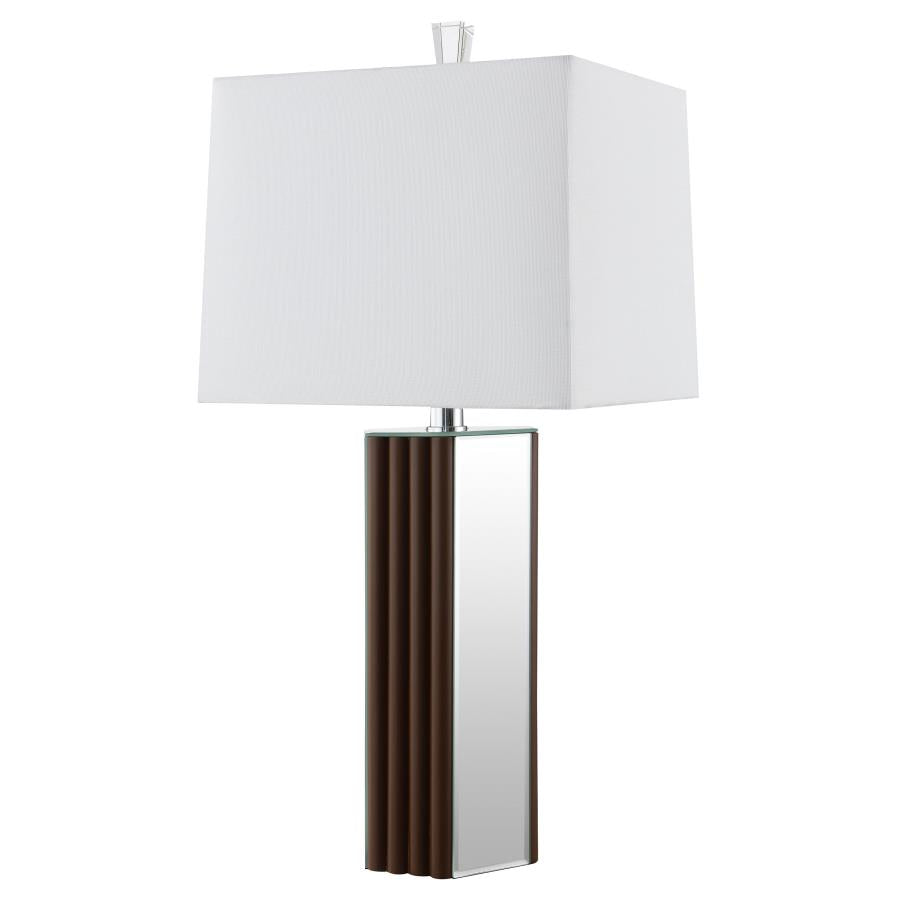ELENA 30-INCH SQUARE TAPERED MIRRORED TABLE LAMP BROWN - Closeout Deal
