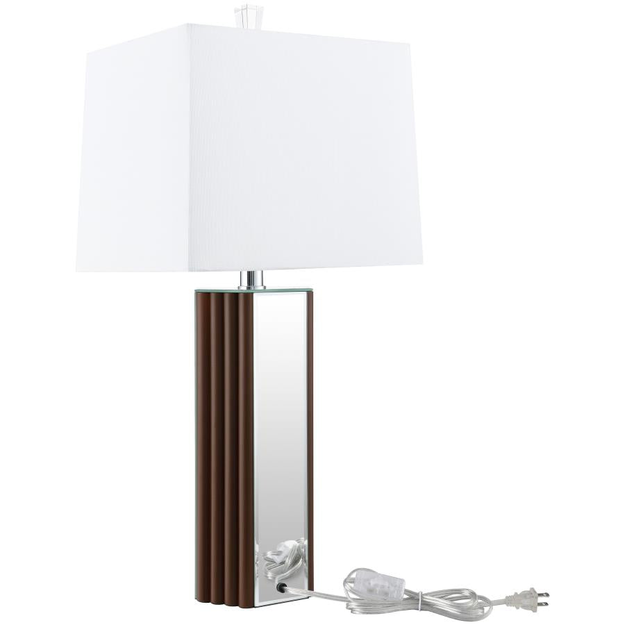 ELENA 30-INCH SQUARE TAPERED MIRRORED TABLE LAMP BROWN - Closeout Deal