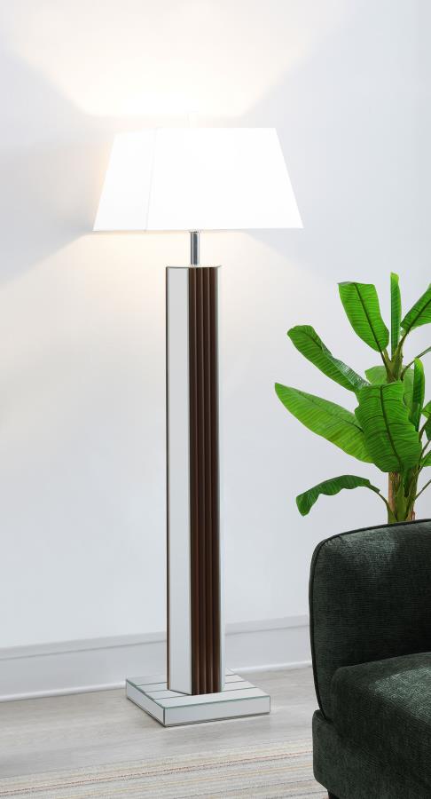 ELENA 67-INCH SQUARE TAPERED MIRRORED FLOOR LAMP BROWN - Closeout Deal