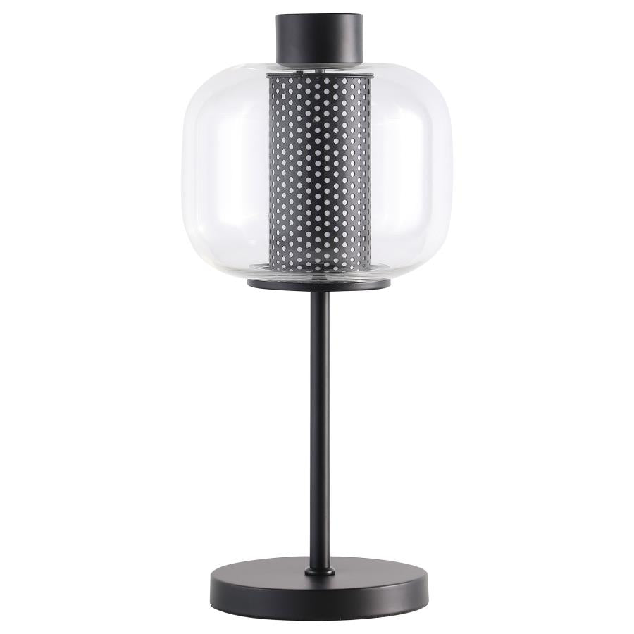 INGRID 22-INCH GLASS SHADE BEDSIDE TABLE LAMP BLACK - Closeout Deal