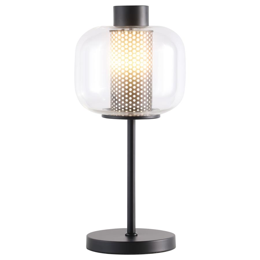 INGRID 22-INCH GLASS SHADE BEDSIDE TABLE LAMP BLACK - Closeout Deal