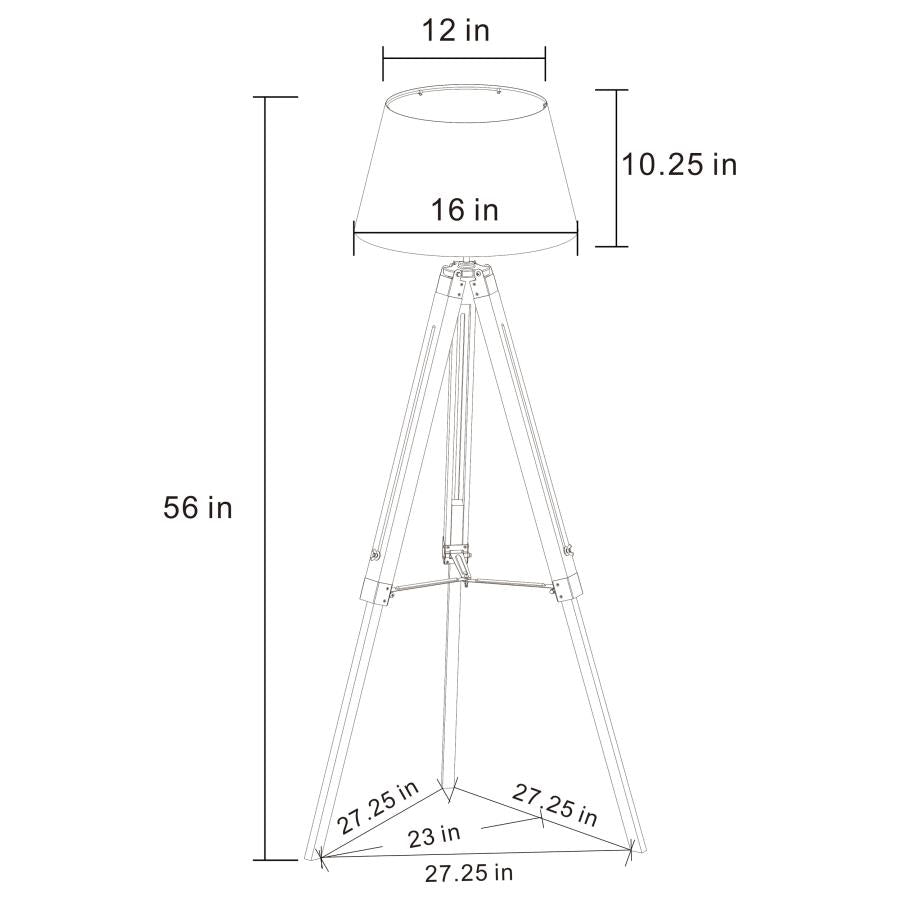 DAYTON 56-INCH EMPIRE SHADE METAL TRIPOD FLOOR LAMP GREY - Closeout Deal