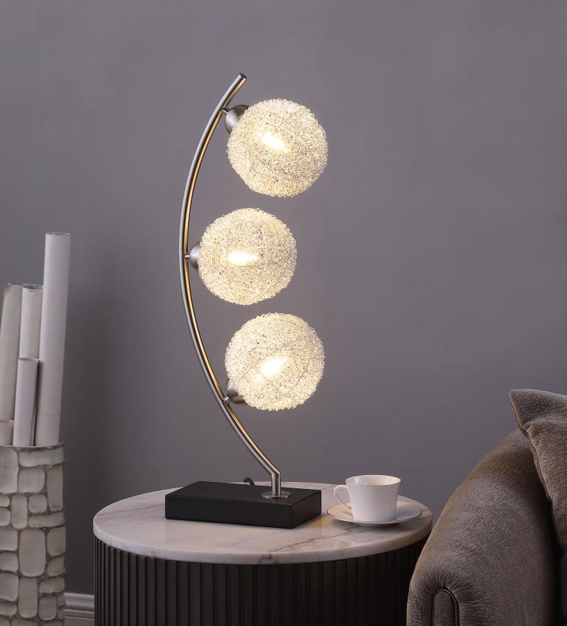 CLAUDIA 30-INCH WOVEN SPHERICAL METAL TABLE LAMP BLACK - Closeout Deal