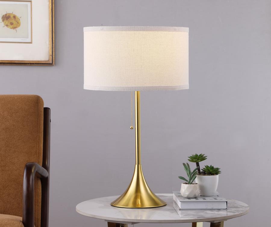 ELMIRA 24-INCH DRUM SHADE METAL TABLE LAMP GOLD - Closeout Deal
