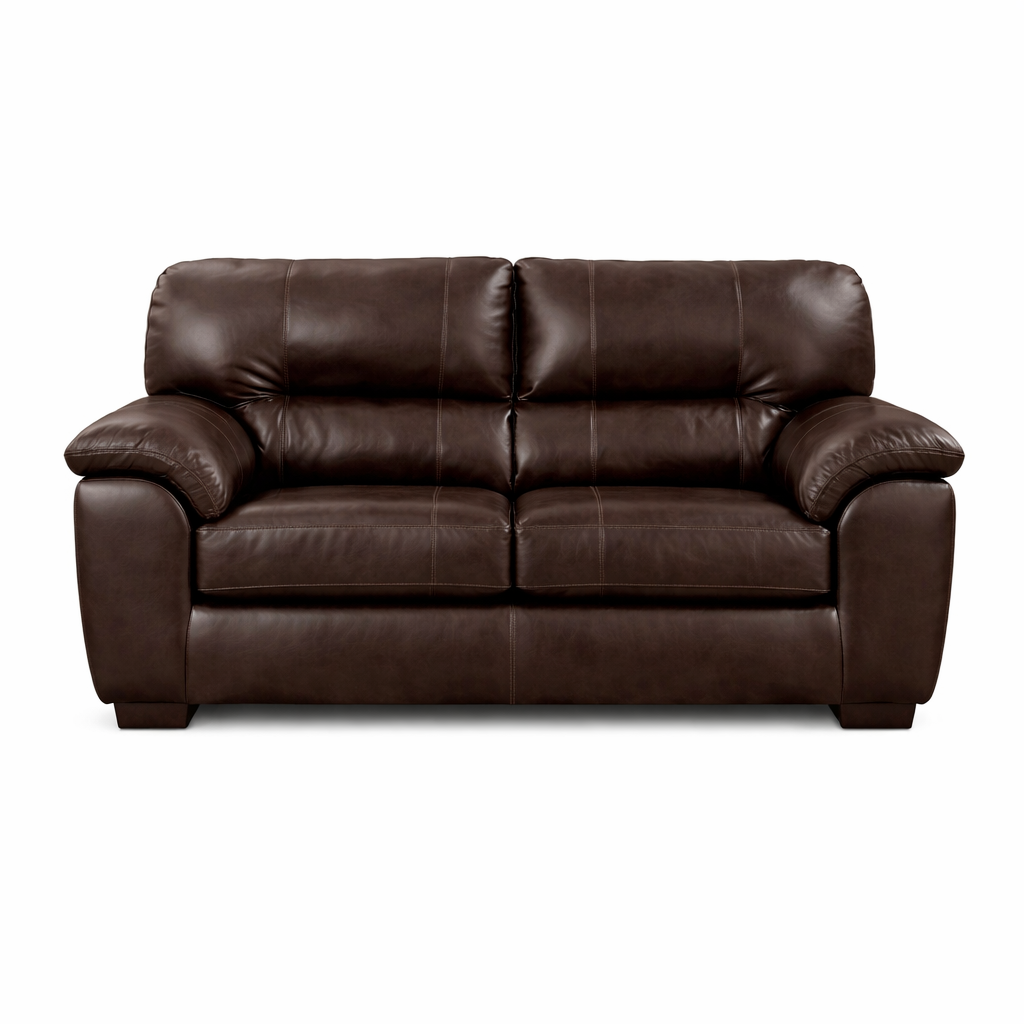 Austin Chocolate Pleather 4 Piece Living Room Set - Sofa, Loveseat, Chair & 1/2, Ottoman
