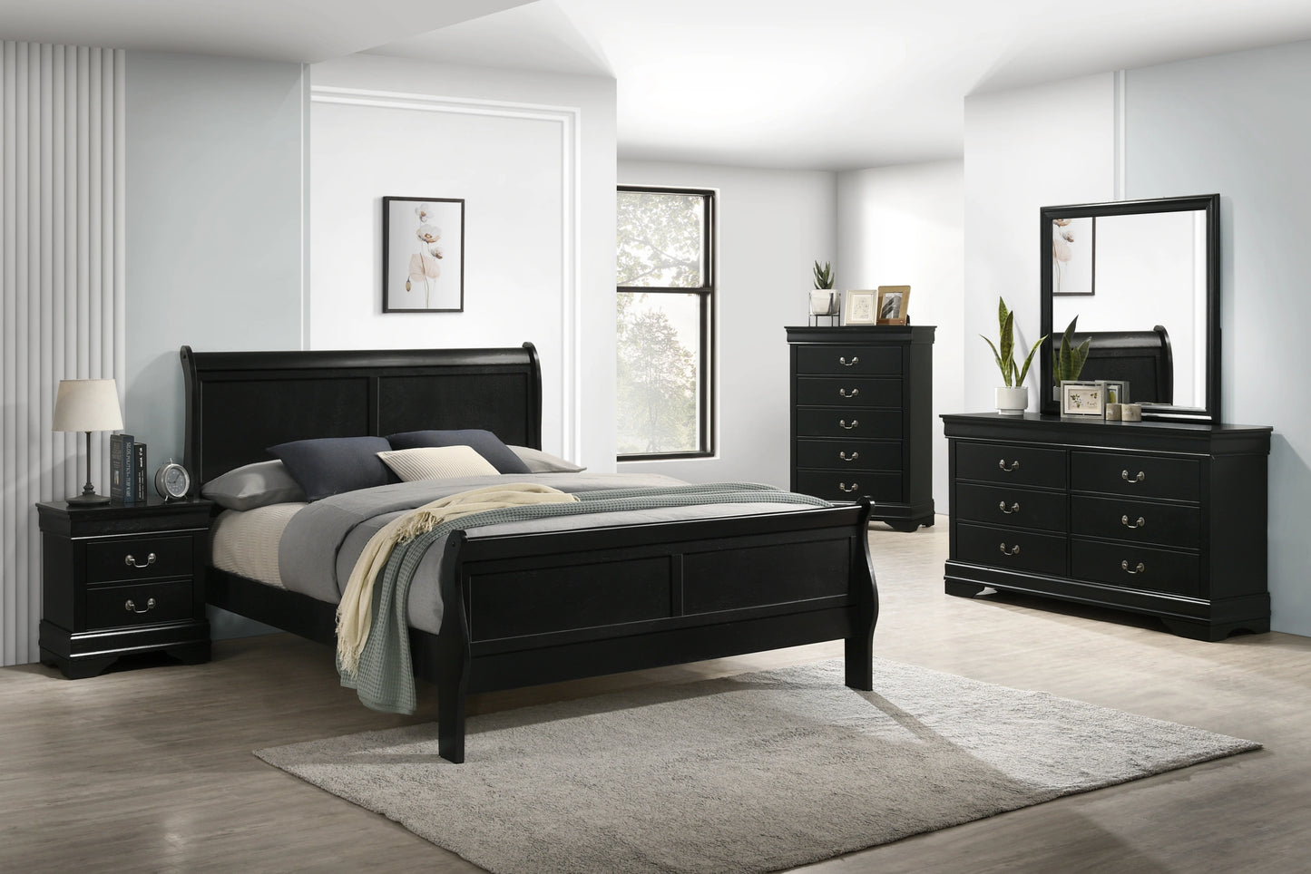 Austin Black 4 Piece Queen Bedroom Set