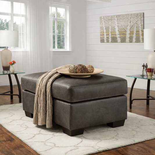 Sequoia Ash Ottoman - Dark Grey Upholstered Ottoman