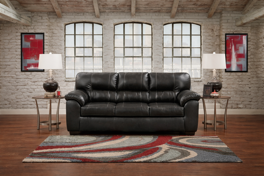 Austin Black Pleather Sofa - Black Faux Leather Sofa