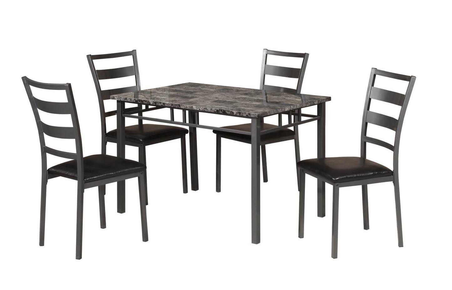 Lacy 5 Piece Grey Faux Marble Dining Set