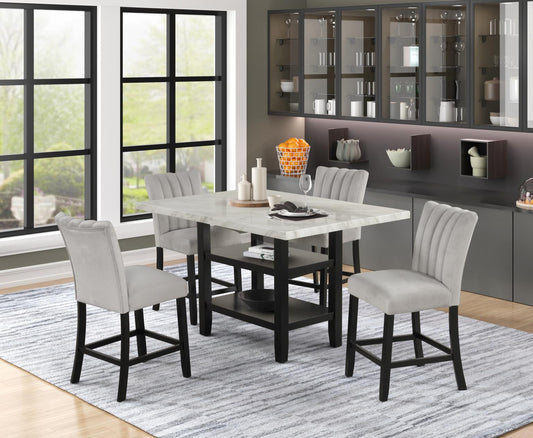 Ayla Faux Marble Counter Height 5 Piece Dining Set