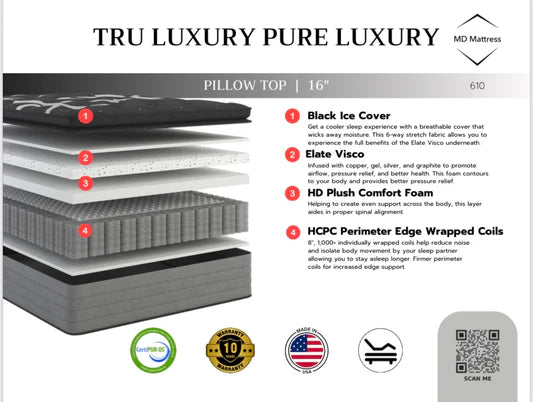 Tru Luxury Pillow Top 16" Mattress