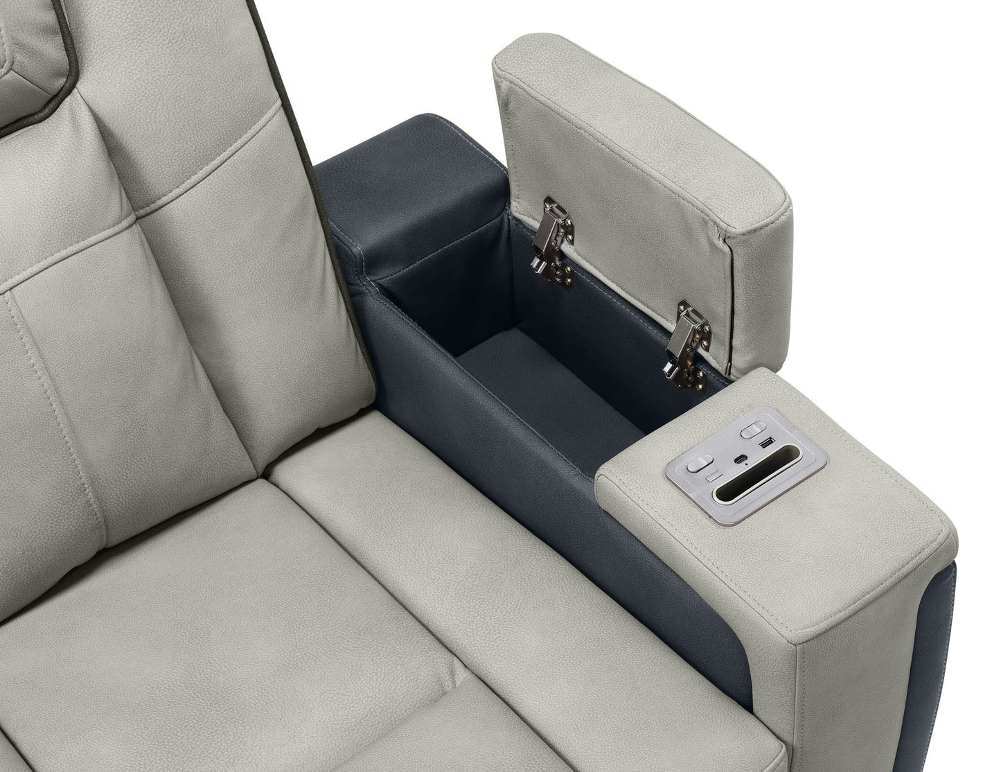 Molly Power Reclining Loveseat - Grey Beige