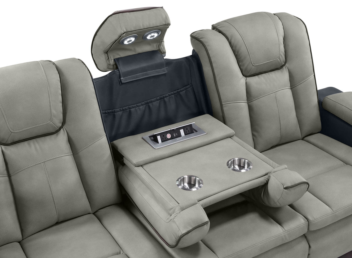 Molly Power Reclining Sofa - Grey Beige