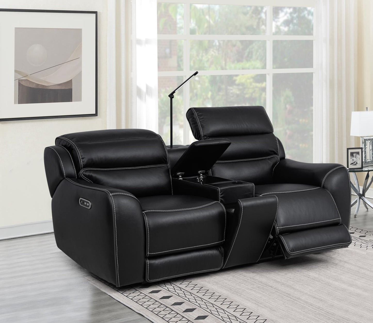 London Power Recline Loveseat With Power Headrest, Power Source , Wireless Charger, Pull-Out Cup Holders, Reading Light, USB, Type C Charger, Zero Gravity