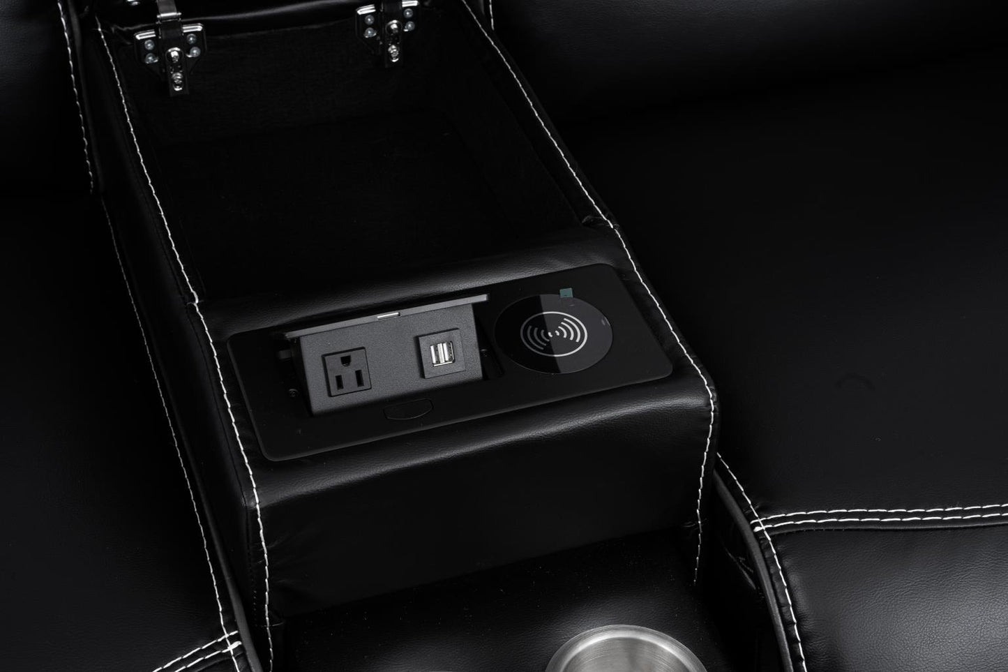 London Power Recline Loveseat With Power Headrest, Power Source , Wireless Charger, Pull-Out Cup Holders, Reading Light, USB, Type C Charger, Zero Gravity