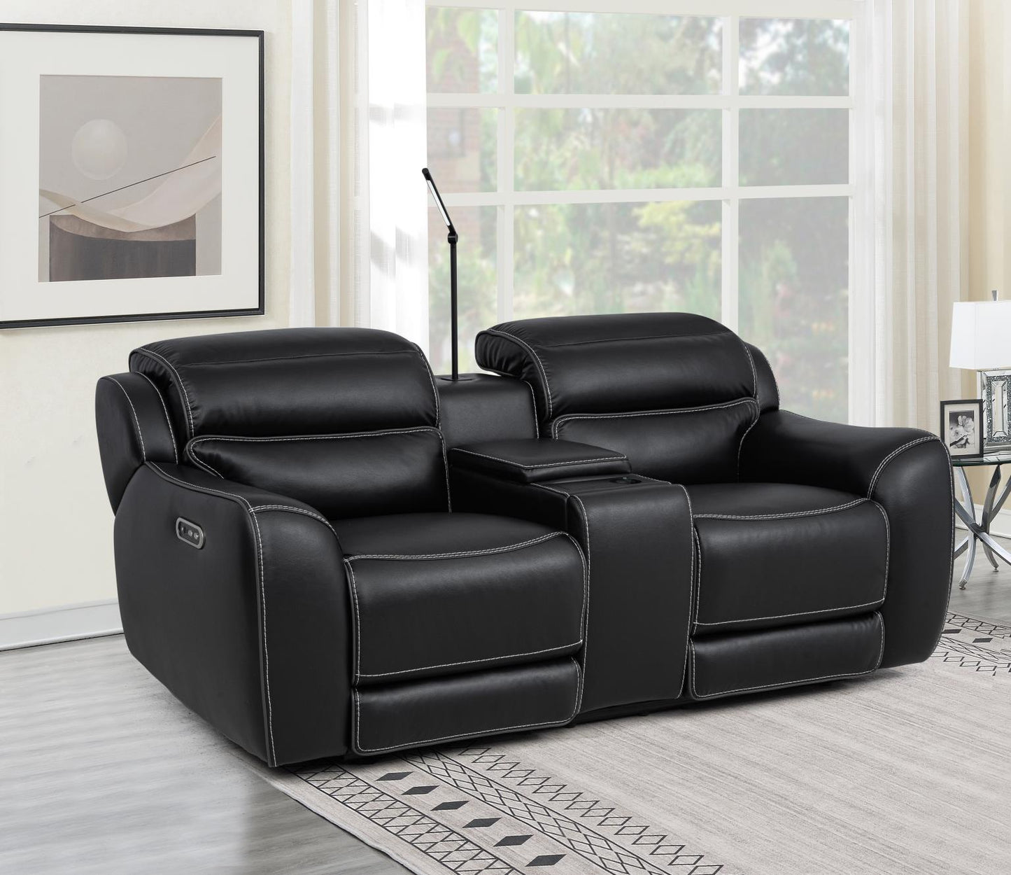London Power Recline Loveseat With Power Headrest, Power Source , Wireless Charger, Pull-Out Cup Holders, Reading Light, USB, Type C Charger, Zero Gravity