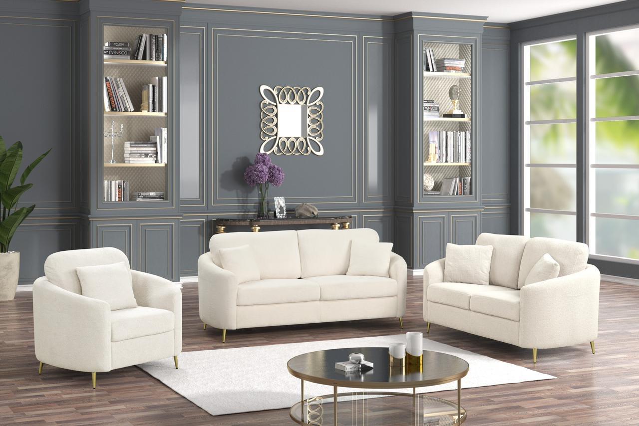 Albany 3 Piece Cream Living Room Set