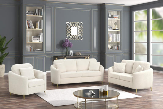 Albany 3 Piece Cream Living Room Set